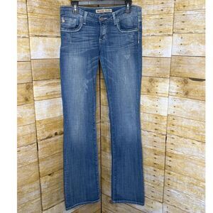 BIG STAR CLASSIC JEWELED EMBROIDERED EVERYDAY SWEET BOOT ULTRA LOW RISE SZ. 30